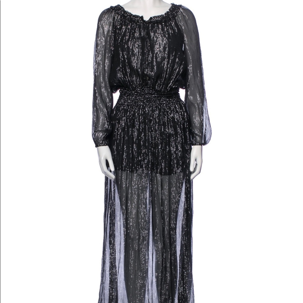 LoveShackFancy Smocked Metallic Dress in Black Size 0/XS